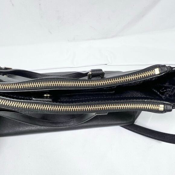 Kate Spade Large Top Handle Bag Black Leather Textured Lined Zip Button Closure - Picture 11 of 15